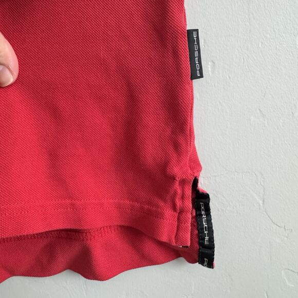 VINTAGE Porsche Polo Short Sleeve Shirt Red Embroidered Logo Mens L READ DESCRIP - Picture 5 of 11